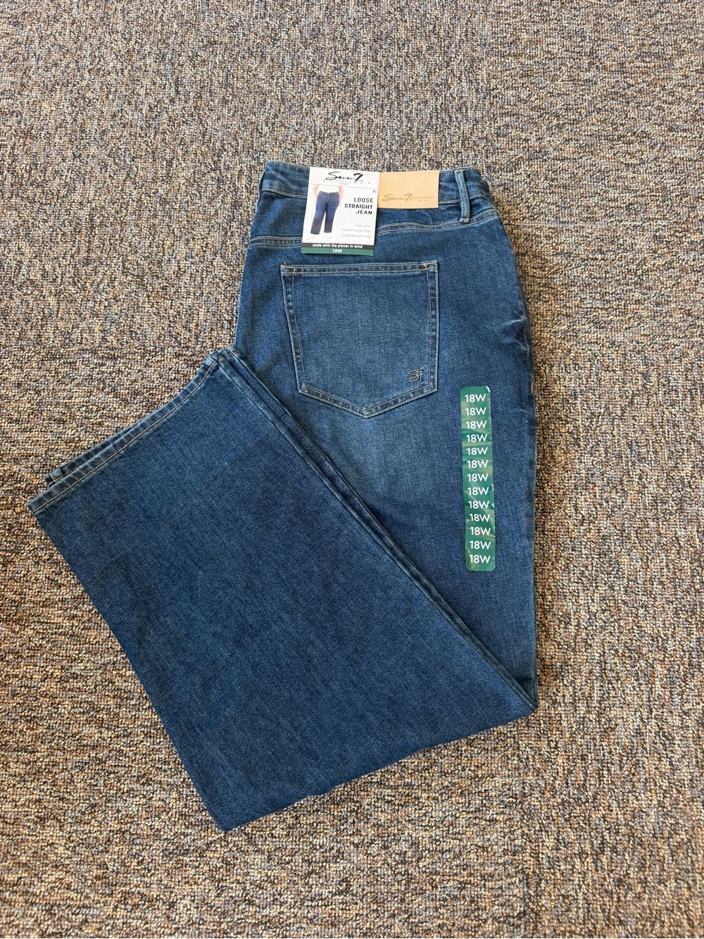 Seven7 Women’s Loose Straight High Rise Dark Blue Jeans Size 18W NWT